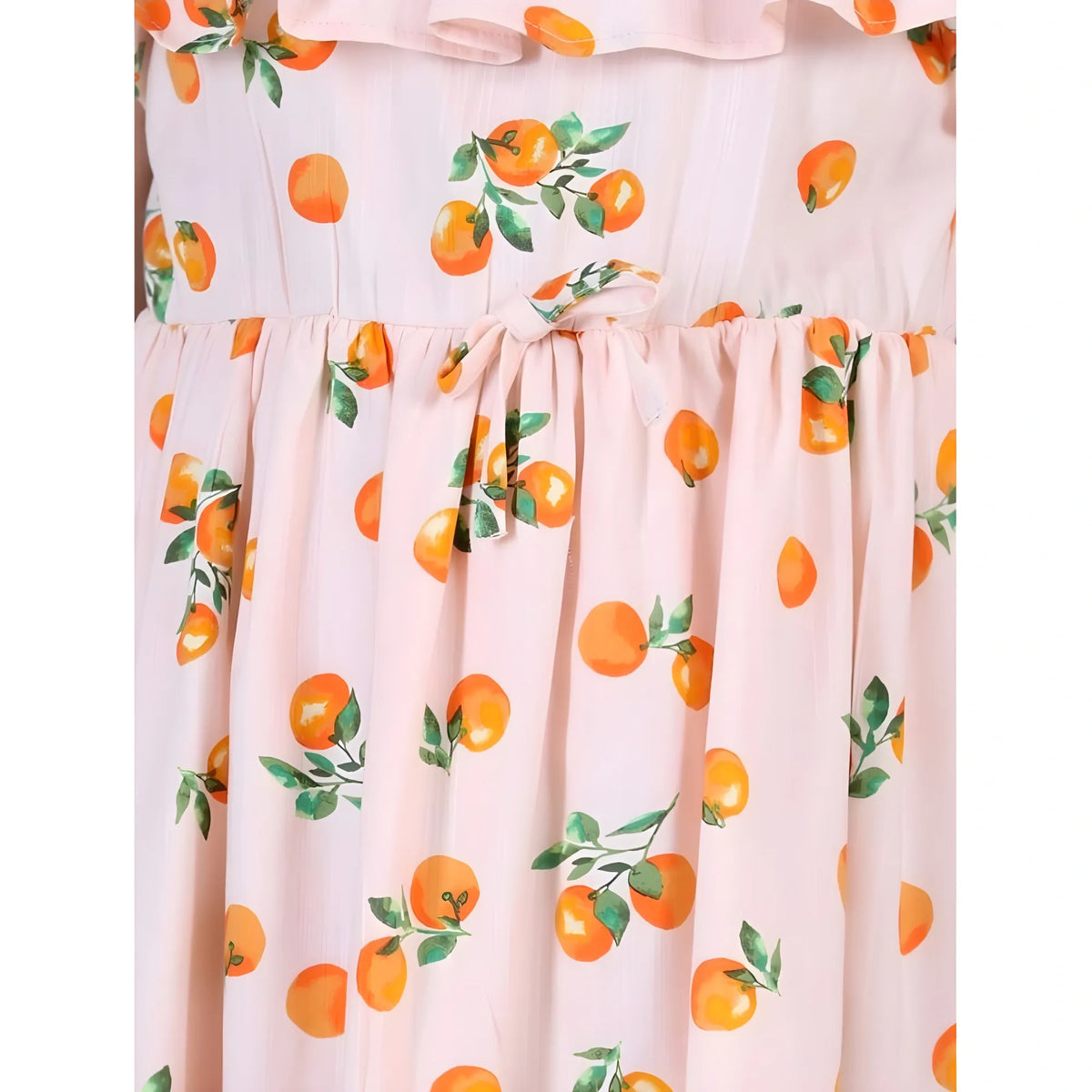 Girl's Rayon Printed Sleeveless Dress (orange) | Kids Signature Collection