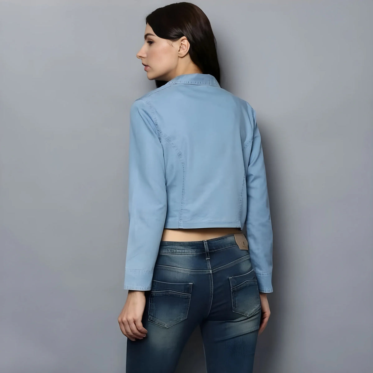 Women's Denim Solid 3 4th Sleeves Shrug (blue) | Women Signature Collection
