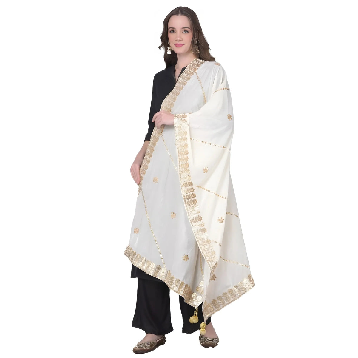 Women's Velvet Gotta Patti Dupatta (white, Length: 2.25 To 2.50 Mtr) | Women Signature Collection