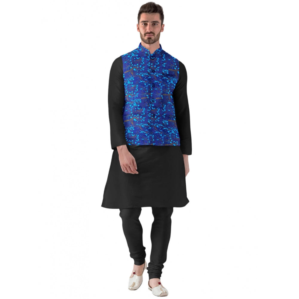 Men's Jacquard Printed Full Sleeve Waistcoat (blue) | Men Signature Collection