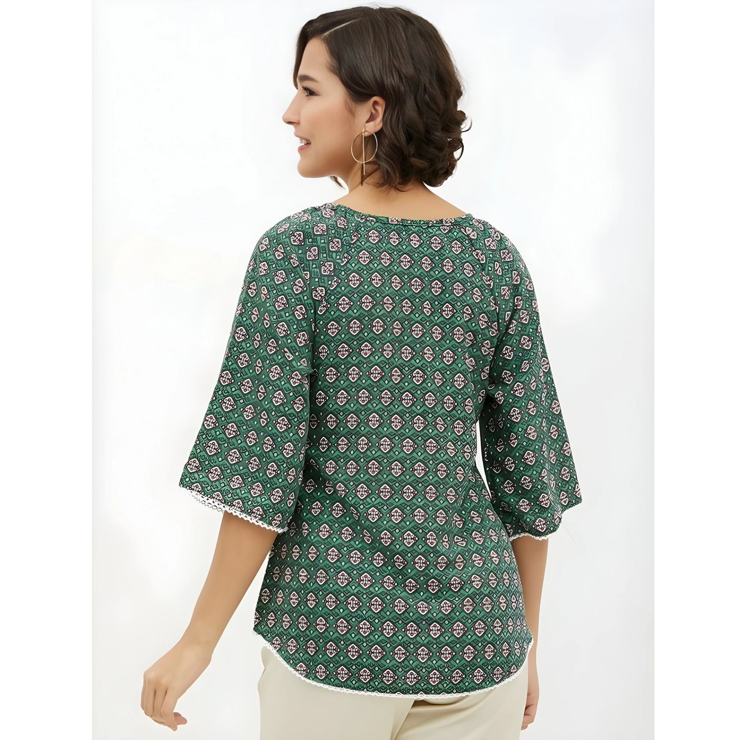Olive Printed Top