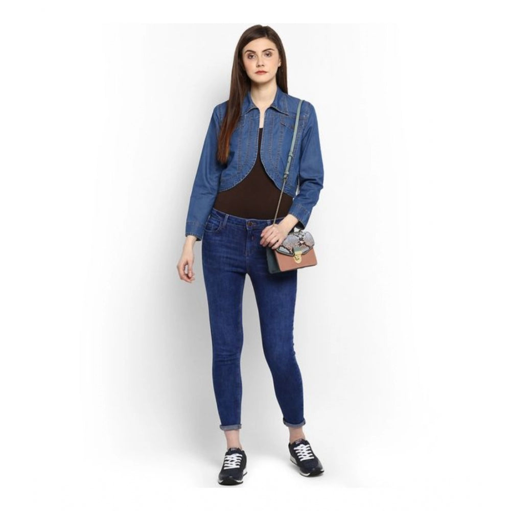 Women's Denim Solid 3 4th Sleeves Shrug (blue) | Women Signature Collection