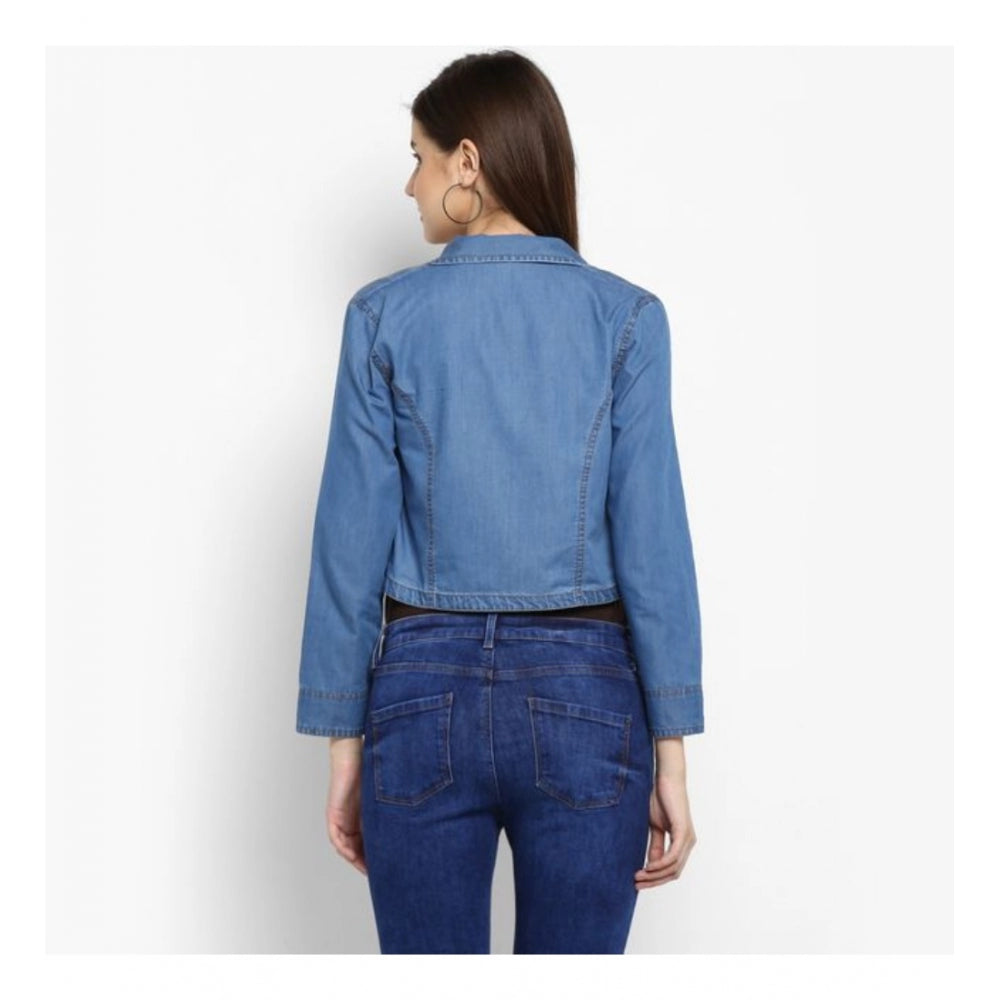 Women's Denim Smocking 3 4th Sleeves Shrug (blue) | Women Signature Collection