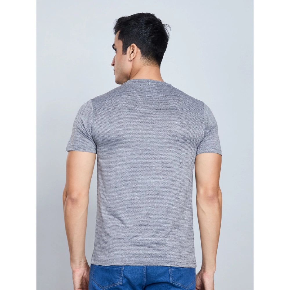 Men's Casual Nylon Solid Half Sleeve Round Neck T Shirt (black) | Men Signature Collection