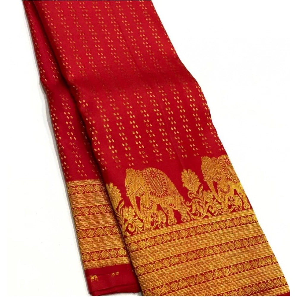 Women's Silk Printed Saree With Unstitched Blouse 5.5mtr (red) | Women Signature Collection