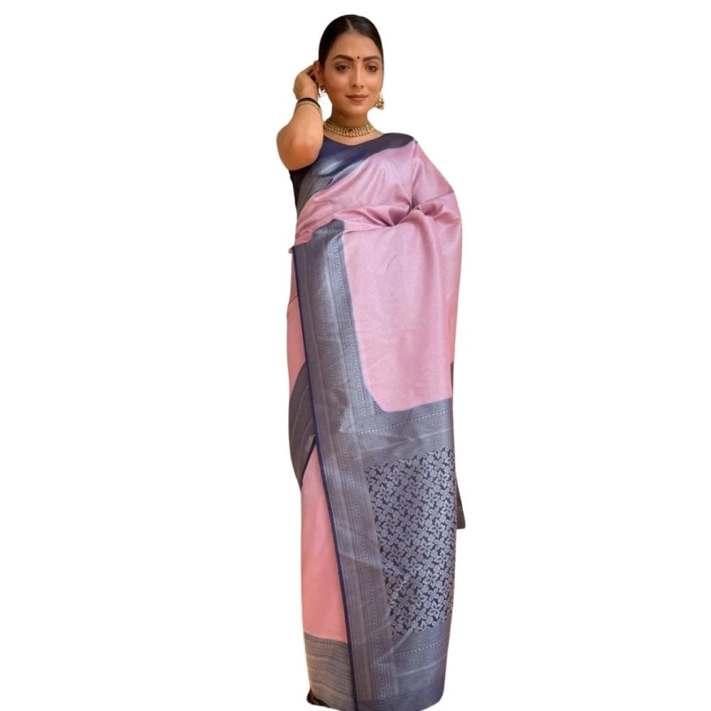 Women's Silk Printed Saree With Unstitched Blouse 5.5mtr (pink) | Women Signature Collection