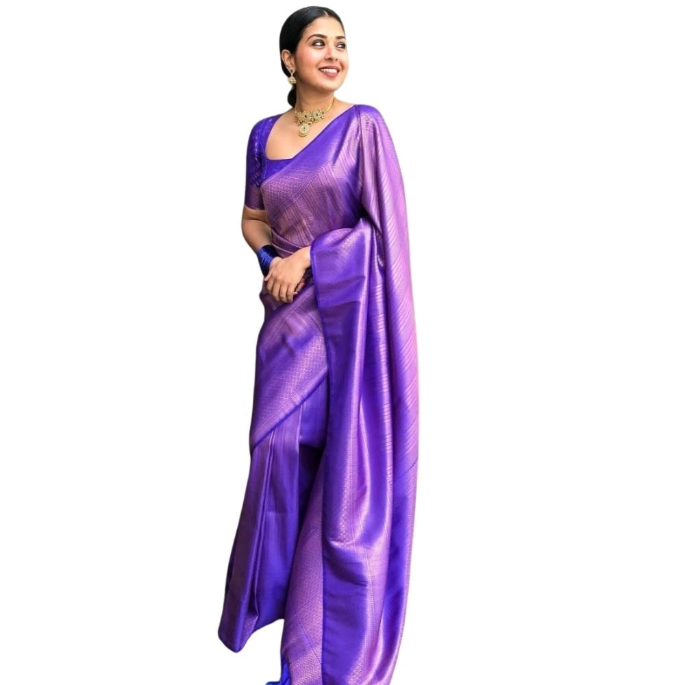 Women's Silk Printed Saree With Unstitched Blouse 5.5mtr (blue) | Women Signature Collection