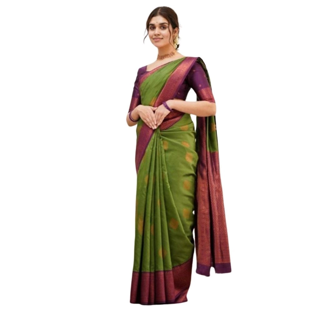Women's Silk Printed Saree With Unstitched Blouse 5.5mtr (green) | Women Signature Collection