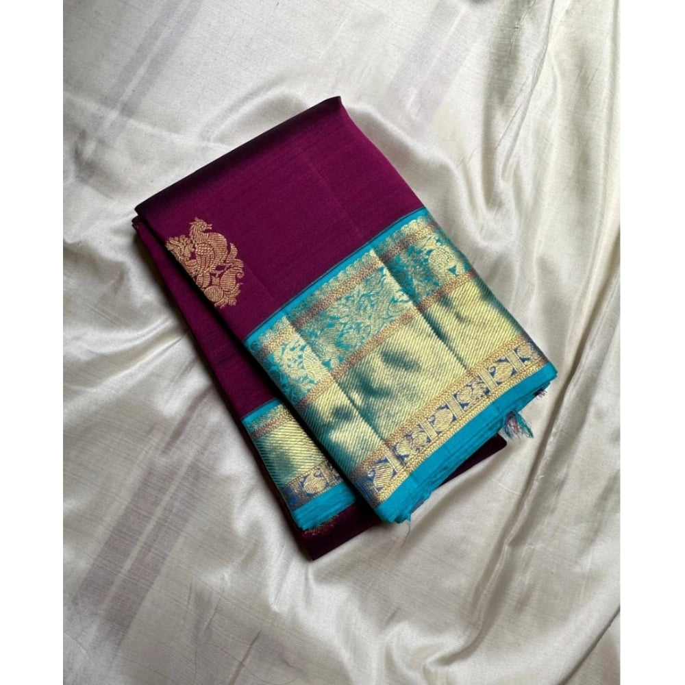 Women's Silk Printed Saree With Unstitched Blouse 5.5mtr (wine) | Women Signature Collection