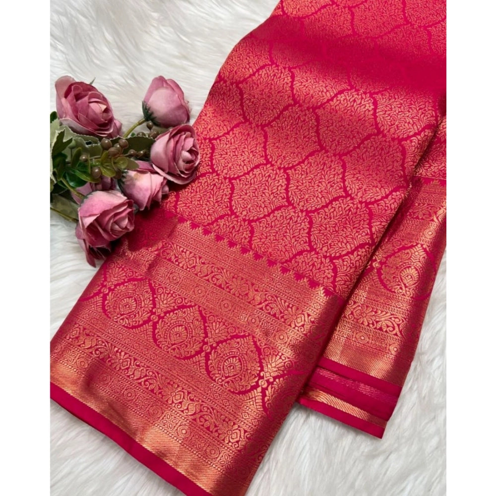 Women's Silk Printed Saree With Unstitched Blouse 5.5mtr (rani Pink) | Women Signature Collection