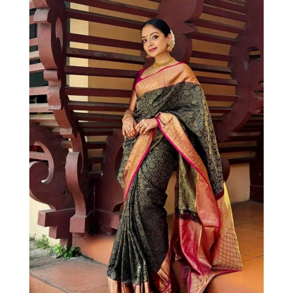 Women's Silk Printed Saree With Unstitched Blouse 5.5mtr (green) | Women Signature Collection