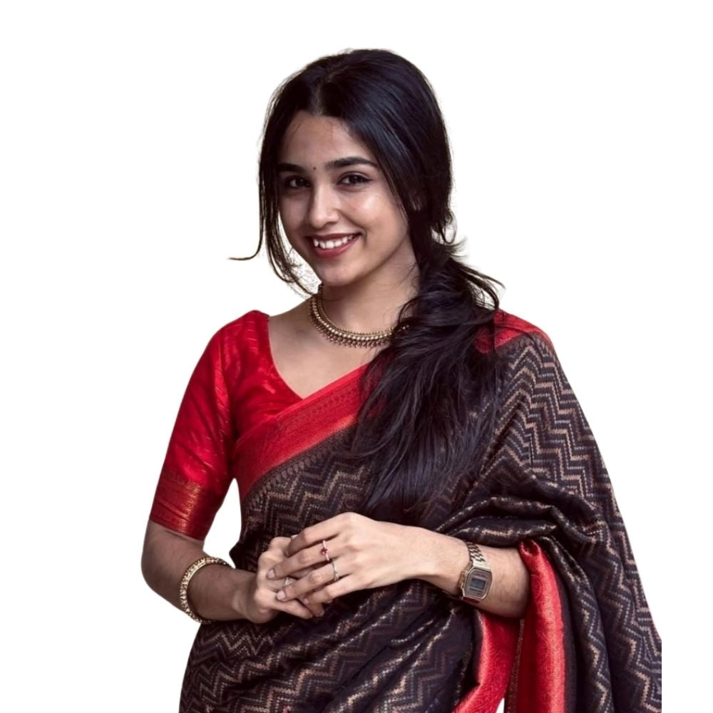 Women's Silk Printed Saree With Unstitched Blouse 5.5mtr (brown) | Women Signature Collection