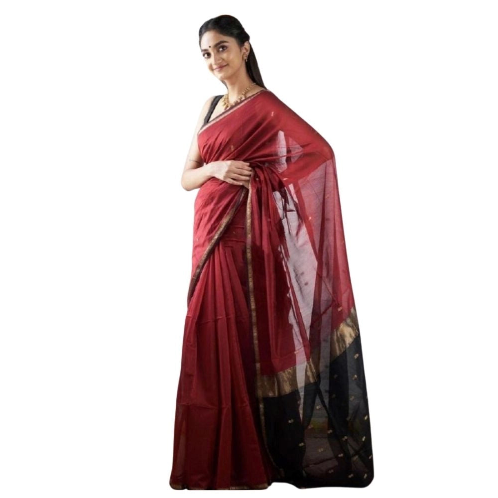 Women's Cotton Printed Saree With Unstitched Blouse 5.5mtr (red) | Women Signature Collection