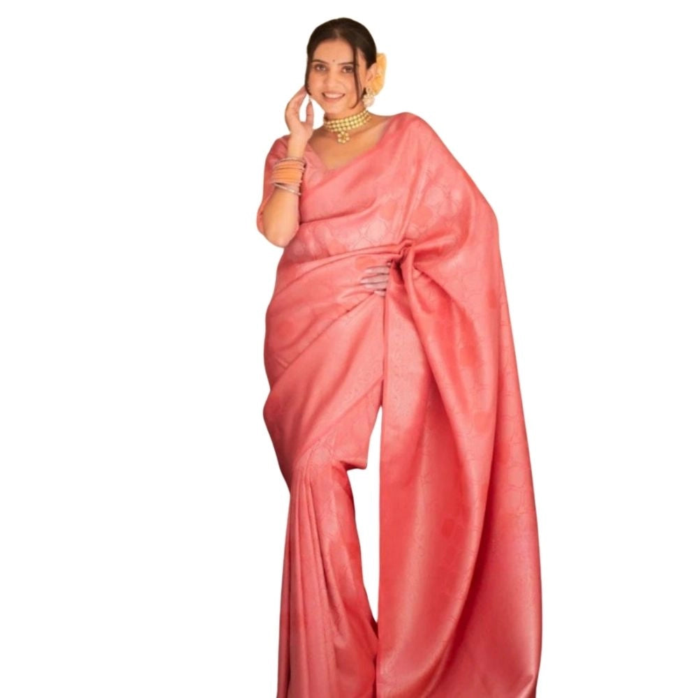 Women's Silk Printed Saree With Unstitched Blouse 5.5mtr (pink) | Women Signature Collection