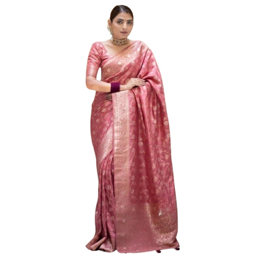 Women's Silk Printed Saree With Unstitched Blouse 5.5mtr (peach) | Women Signature Collection