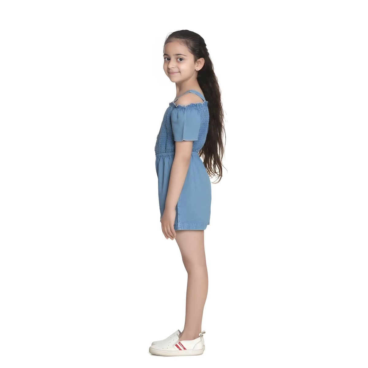 Girl's Rayon Solid Sleeveless Jumpsuit (blue) | Kids Signature Collection