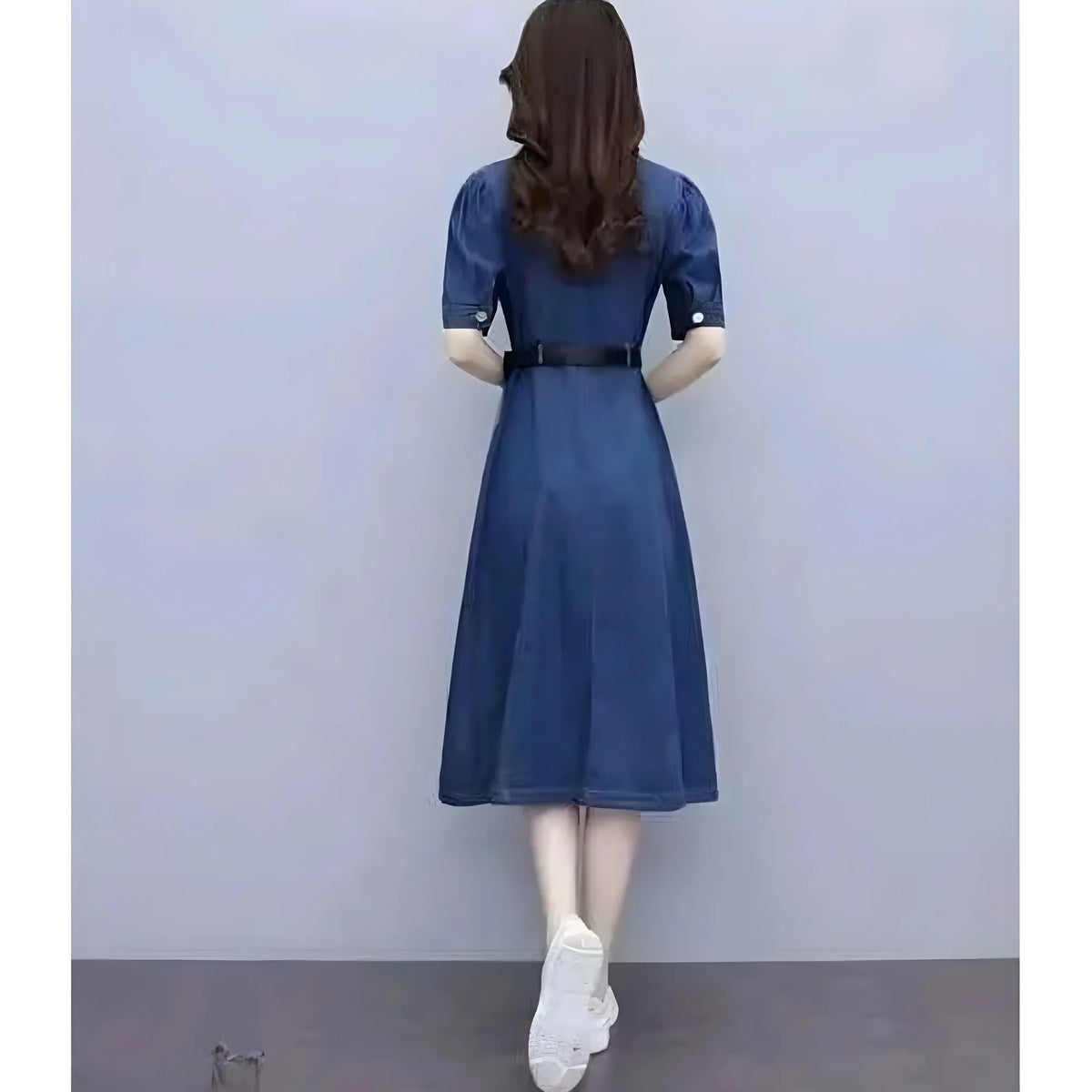 Women's Casual Denim Half Sleeves Dress (blue) | Women Signature Collection