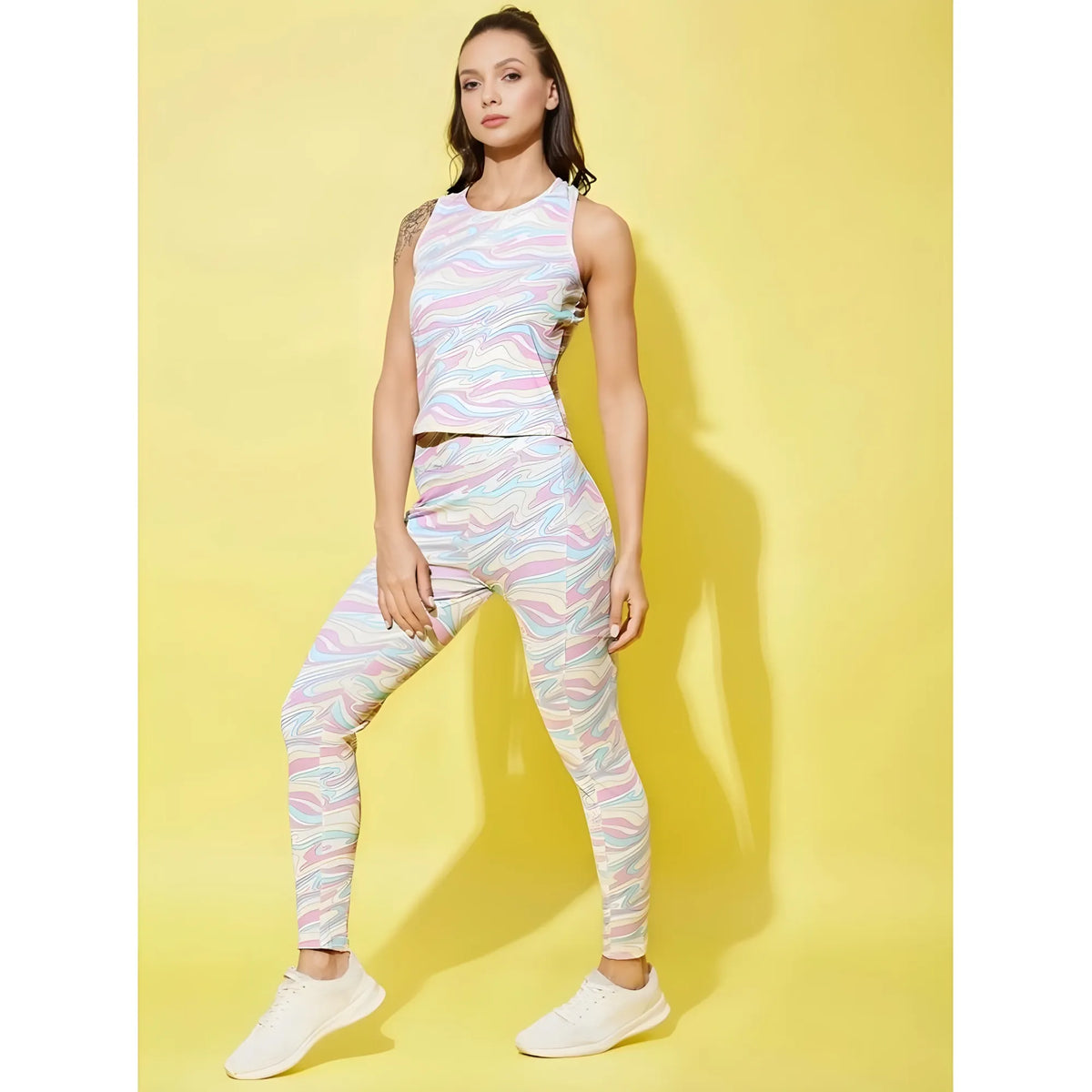 Women's Polyester Lycra Printed Sleeveless Active Wear (multicolor) | Women Signature Collection