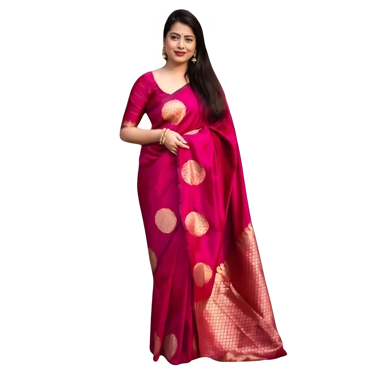 Women's Silk Printed Saree With Unstitched Blouse 5.5mtr (pink) | Women Signature Collection
