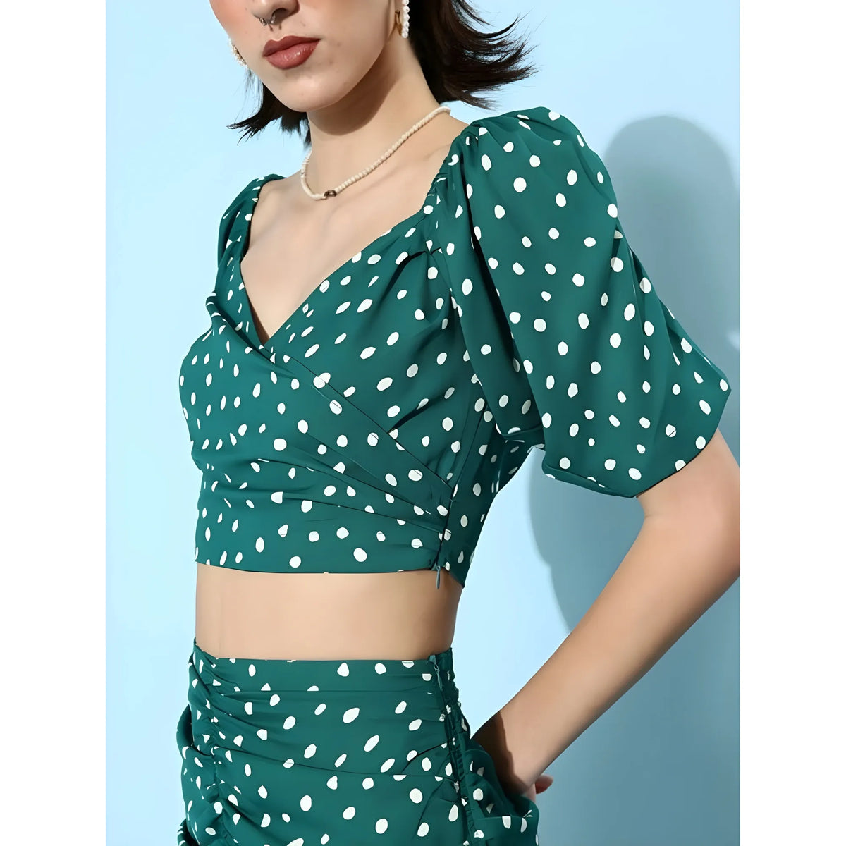Women's Polyester Floral Short Sleeve Co Ord Set (green) | Women Signature Collection
