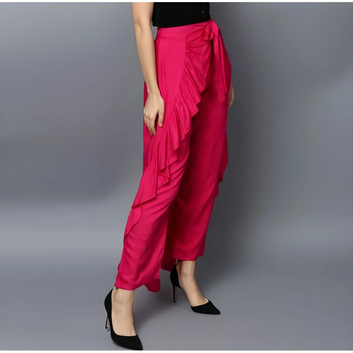 Women's Rayon Ruffled Elasticated Skirt (pink) | Women Signature Collection