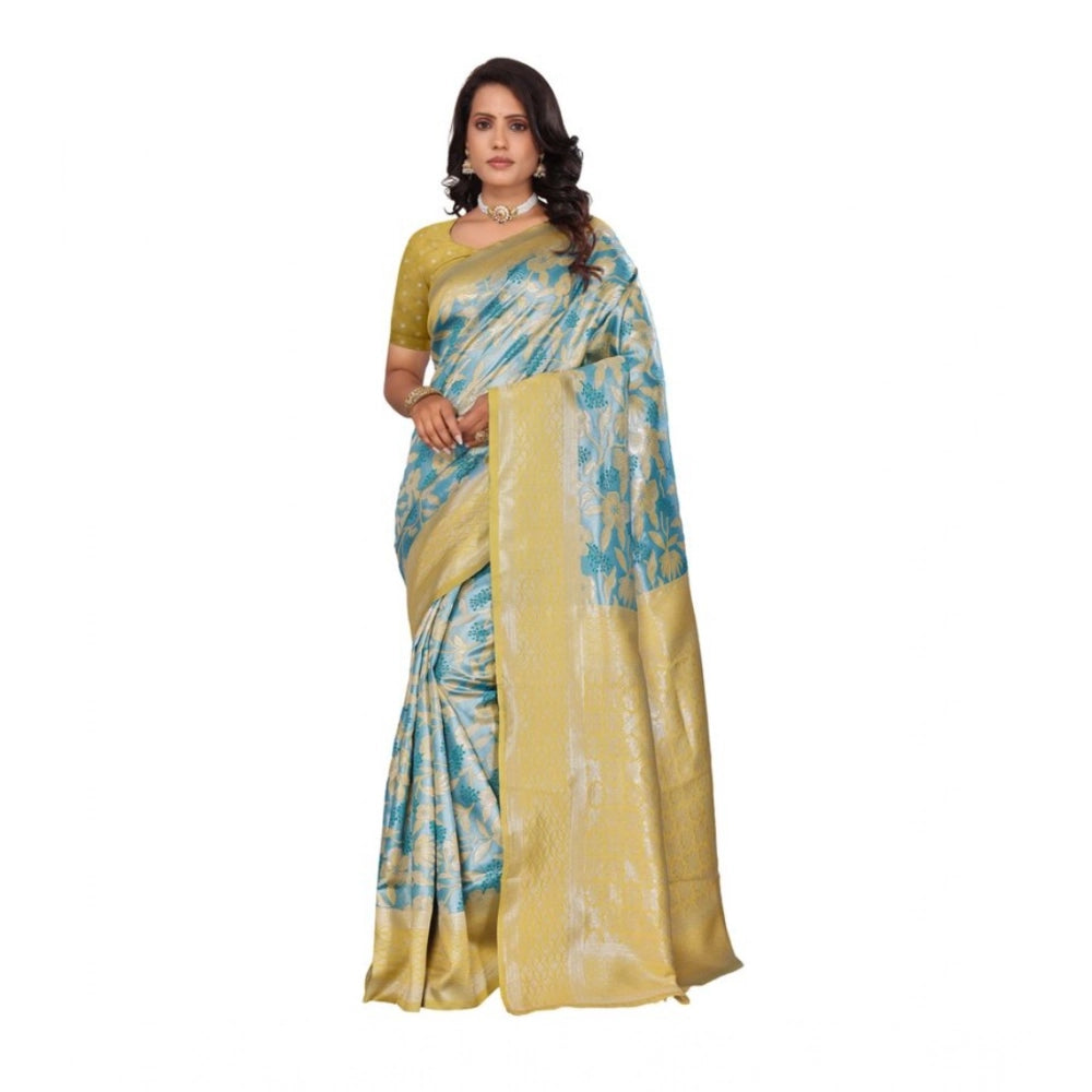 Women's Banarasi Silk Jaquard Woven Saree With Unstitched Blouse 5.5mtr (yellow) | Women Signature Collection