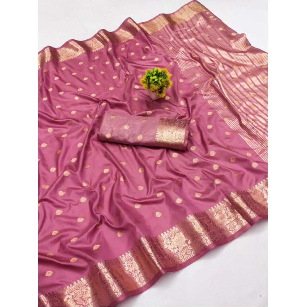 Women's Jacquard Silk Jaquard Woven Saree With Unstitched Blouse 5.5mtr (pink) | Women Signature Collection