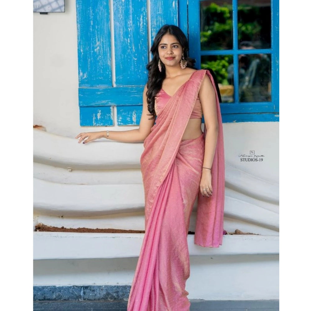 Women's Silk Embroidred Saree With Unstitched Blouse 5.5mtr (pink) | Women Signature Collection