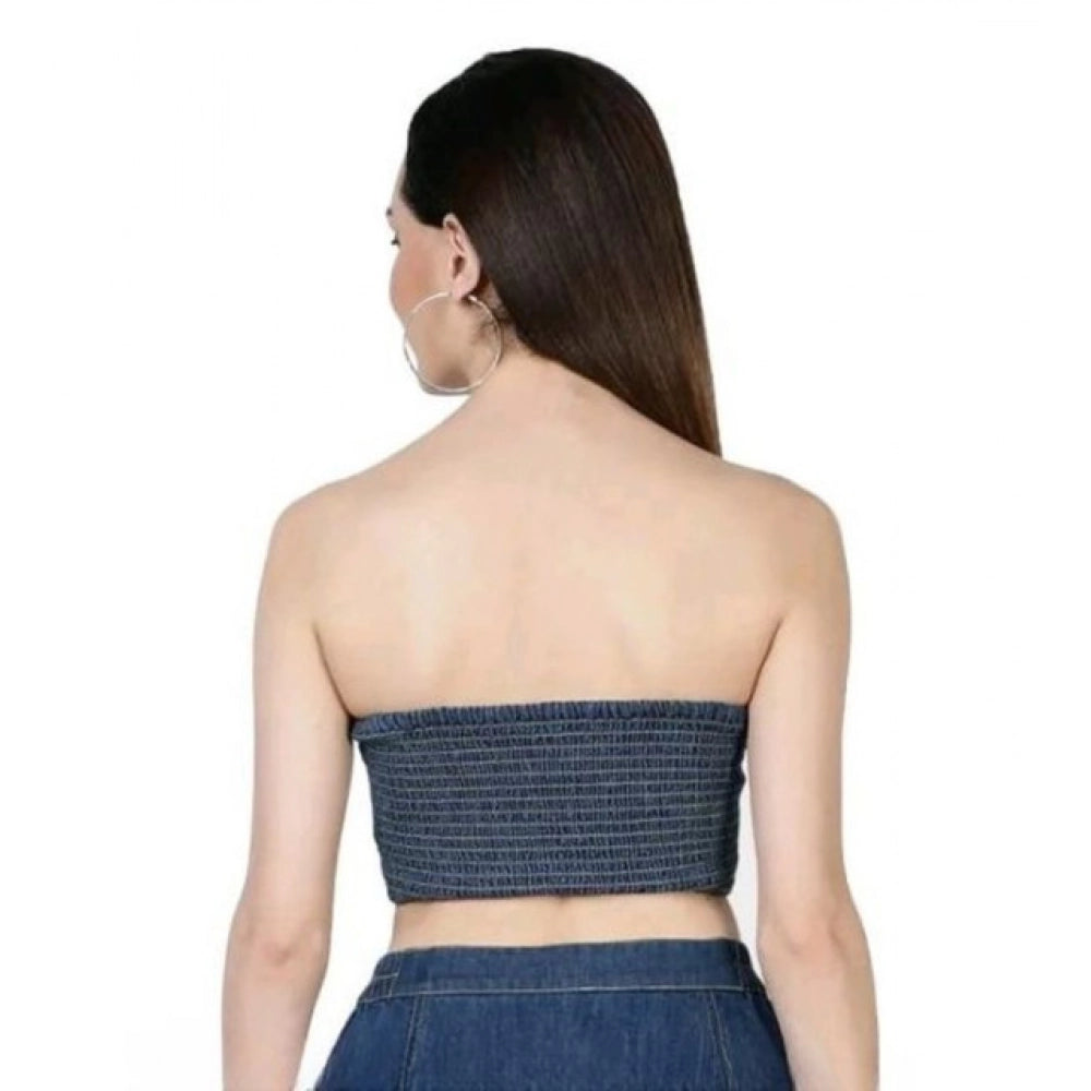 Women's Casual Denim Sleeveless Bluster Top (blue) | Women Signature Collection