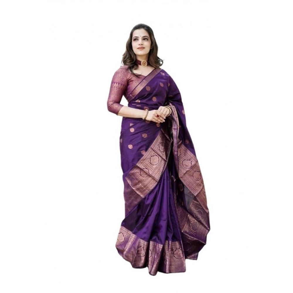 Women's Soft Lichi Silk Printed Saree With Unstitched Blouse 5.5mtr (blue) | Women Signature Collection