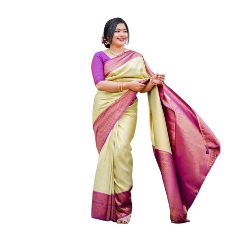 Women's Soft Lichi Silk Printed Saree With Unstitched Blouse 5.5mtr (light Green) | Women Signature Collection