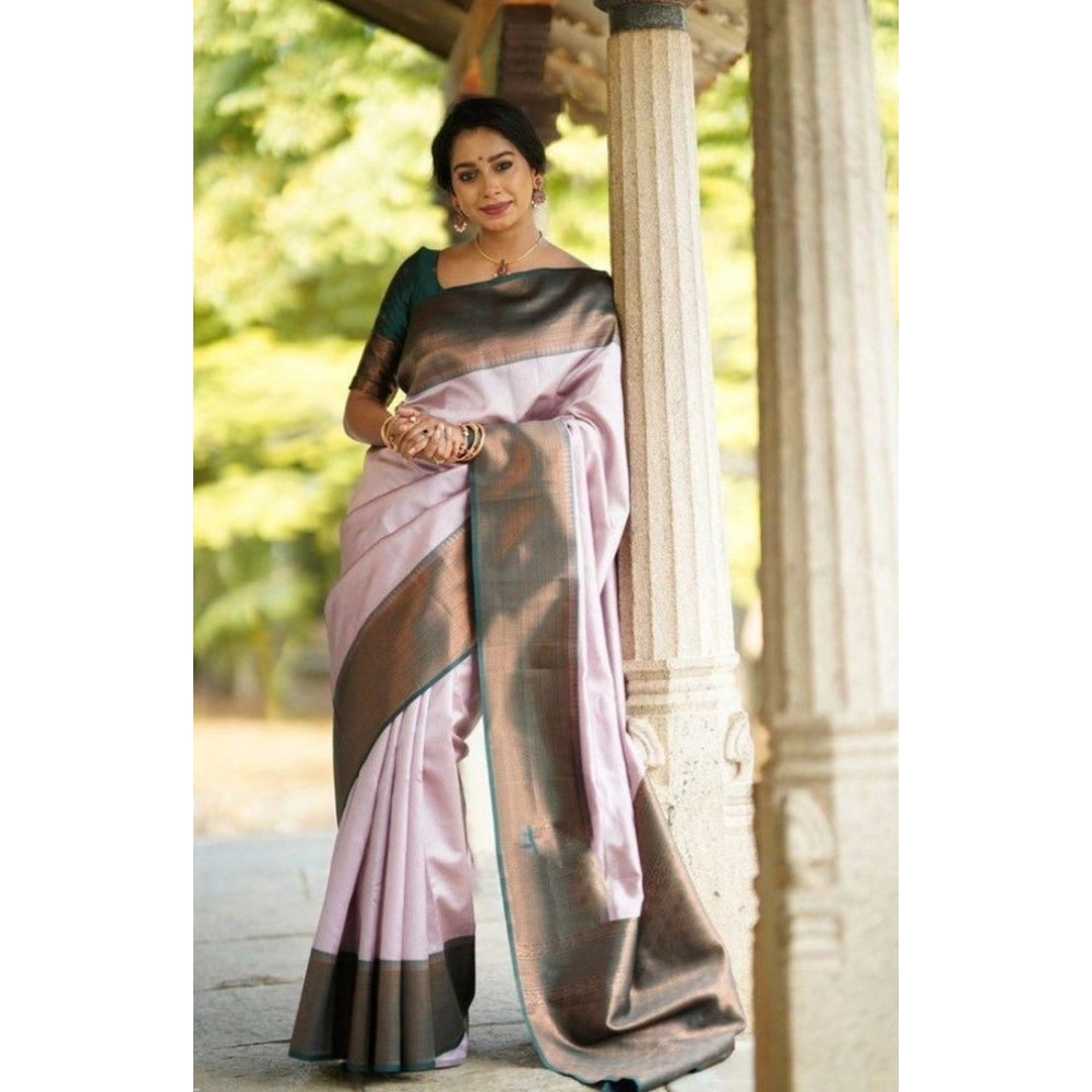 Women's Soft Lichi Silk Printed Saree With Unstitched Blouse 5.5mtr (light Pink) | Women Signature Collection