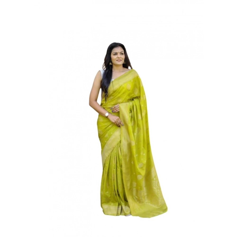Women's Soft Lichi Silk Printed Saree With Unstitched Blouse 5.5mtr (green) | Women Signature Collection