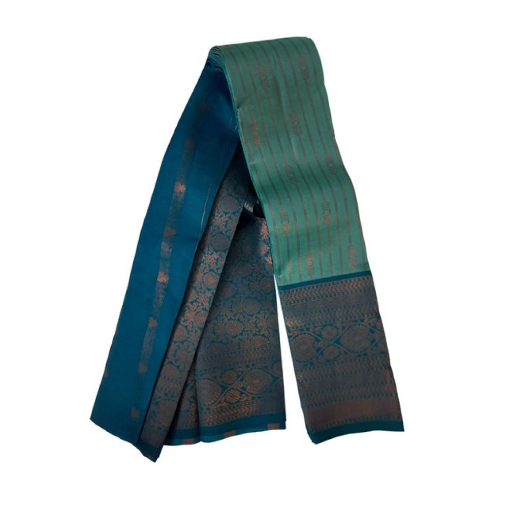 Women's Soft Silk Wooven Saree With Unstitched Blouse 5.5mtr (dark Pista) | Women Signature Collection