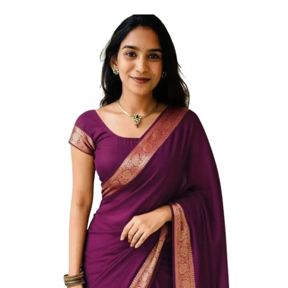 Women's Vichitra Silk Printed Saree With Unstitched Blouse 5.5mtr (wine) | Women Signature Collection