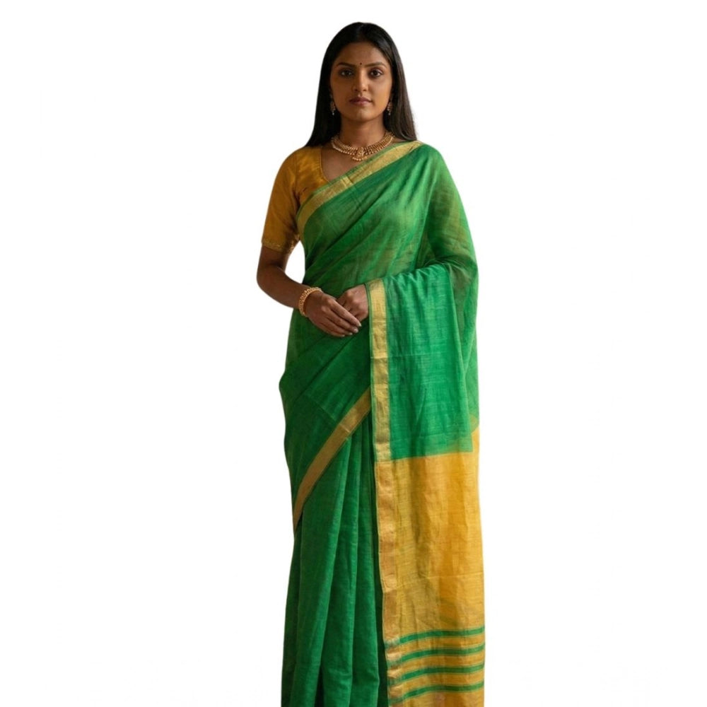 Women's Cotton Printed Saree With Unstitched Blouse 5.5mtr (green) | Women Signature Collection