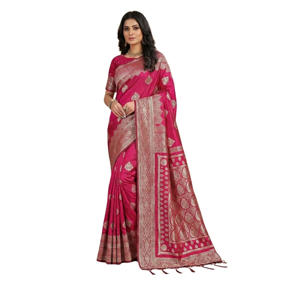 Women's Silk Blend Printed Saree With Unstitched Blouse 5.5mtr (magenta) | Women Signature Collection