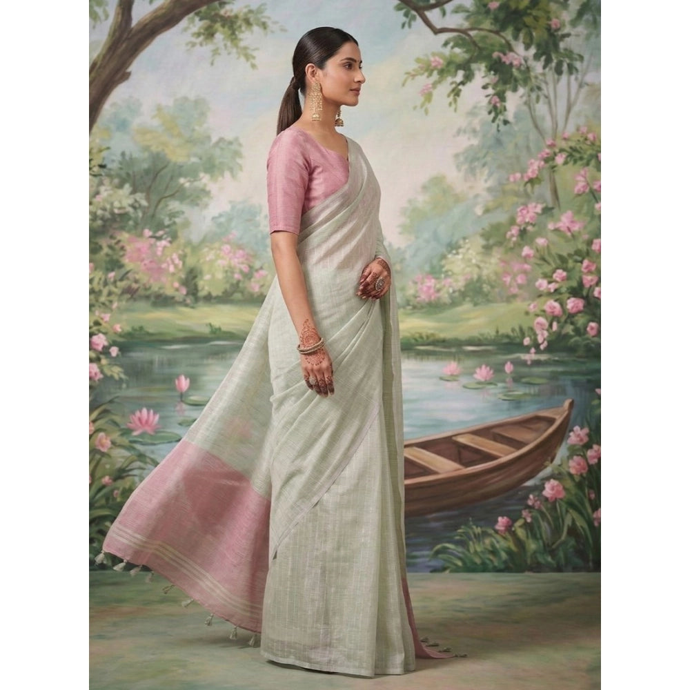 Women's Tissue Silk Solid Saree With Unstitched Blouse 5.5mtr (silver) | Women Signature Collection