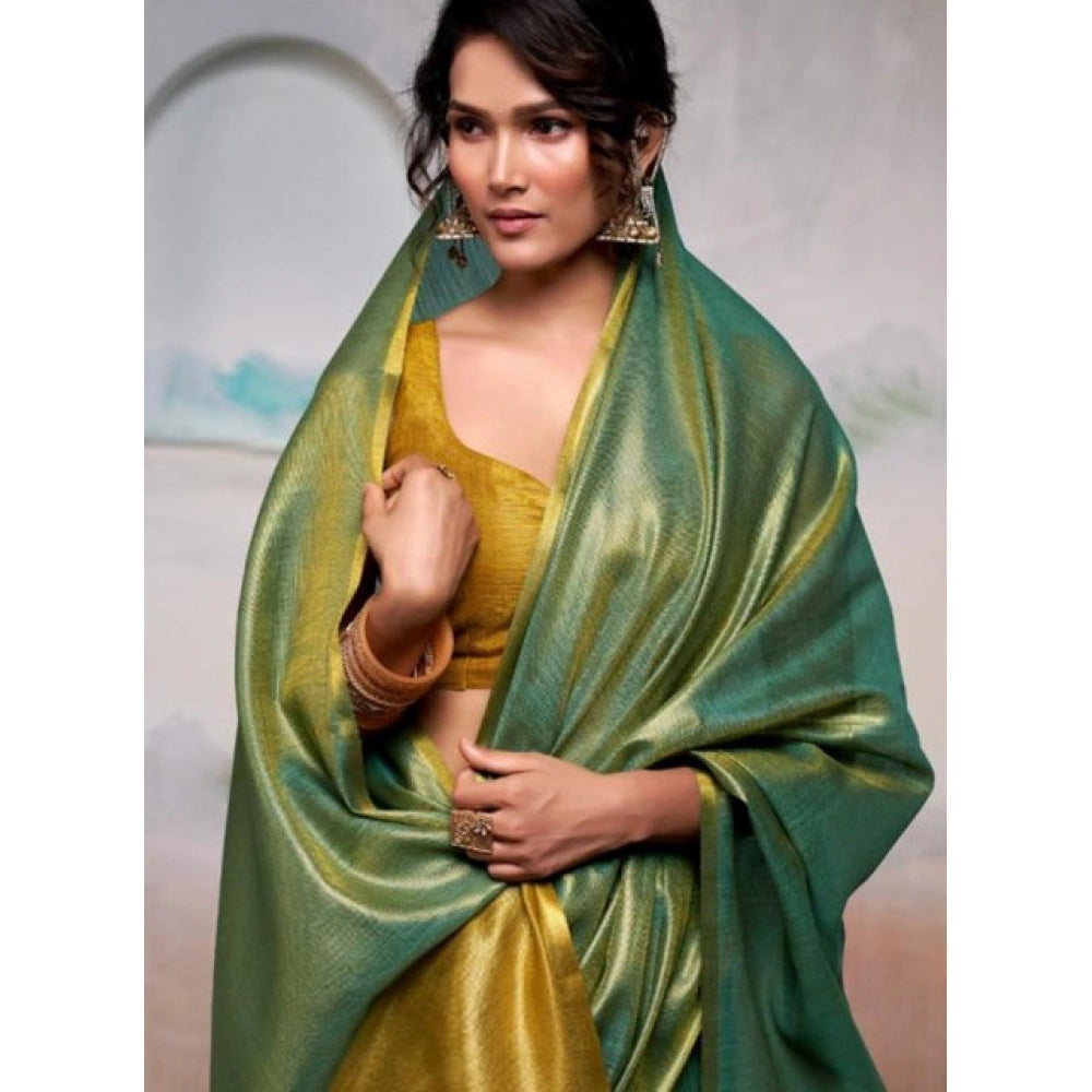 Women's Tissue Silk Solid Saree With Unstitched Blouse 5.5mtr (light Green) | Women Signature Collection