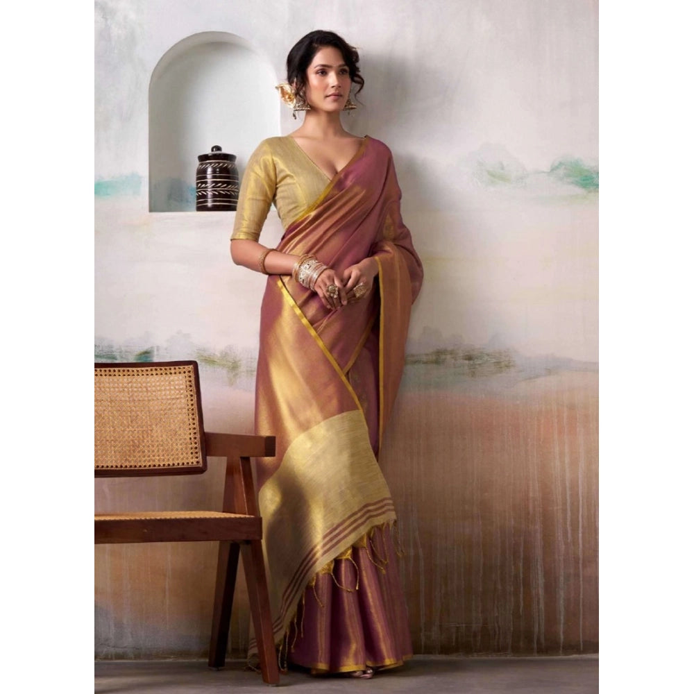 Women's Tissue Silk Solid Saree With Unstitched Blouse 5.5mtr (purple) | Women Signature Collection
