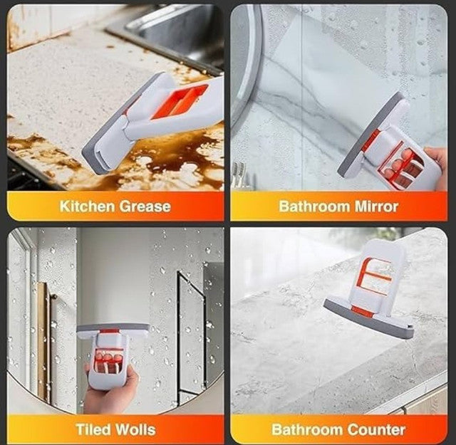 Plastic Mini Sponge Mop (White-Orange)