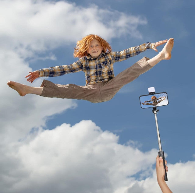 Plastic -Stainless Steel Selfie Stick (Black)