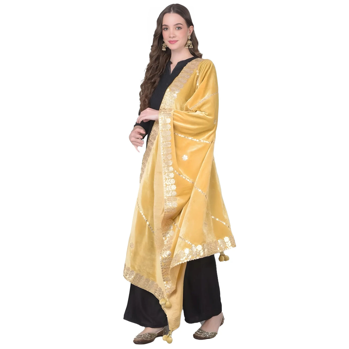 Women's Velvet Gotta Patti Dupatta (gold, Length: 2.25 To 2.50 Mtr) | Women Signature Collection