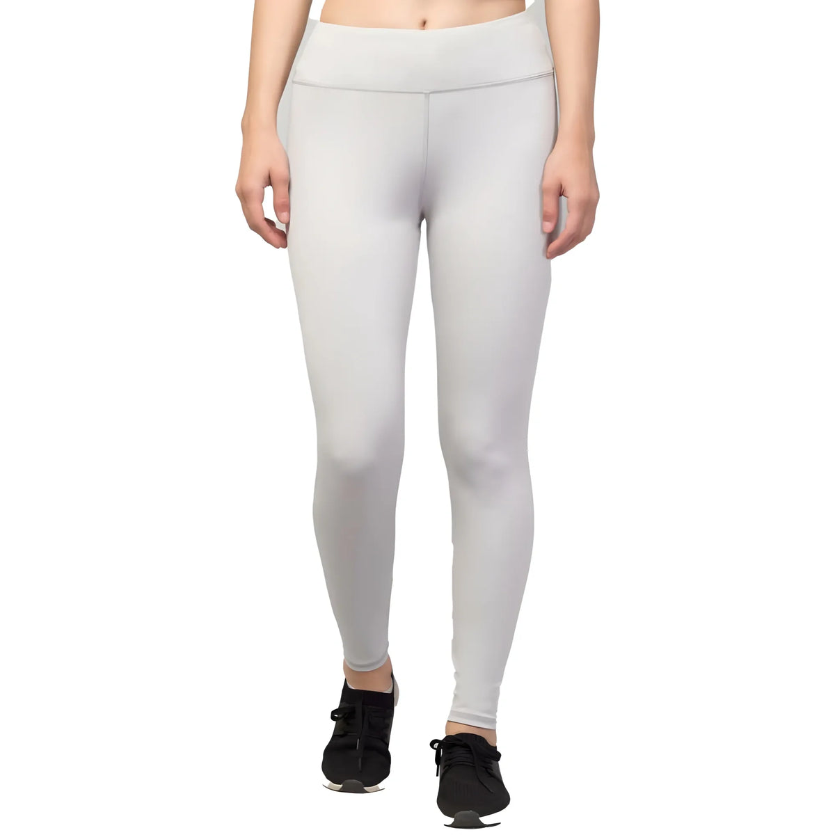 Women's Polyester Solid Ankle Length High-Rise Tights (Light Grey)
