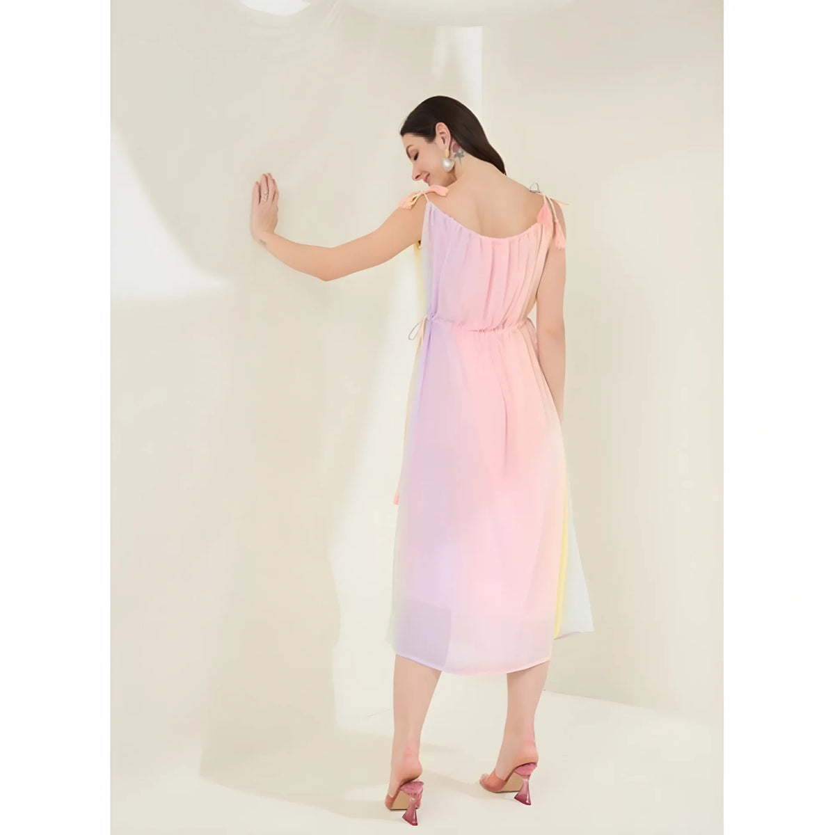 Women's Georgette Ombre Sleeveless Dress (peach) | Women Signature Collection