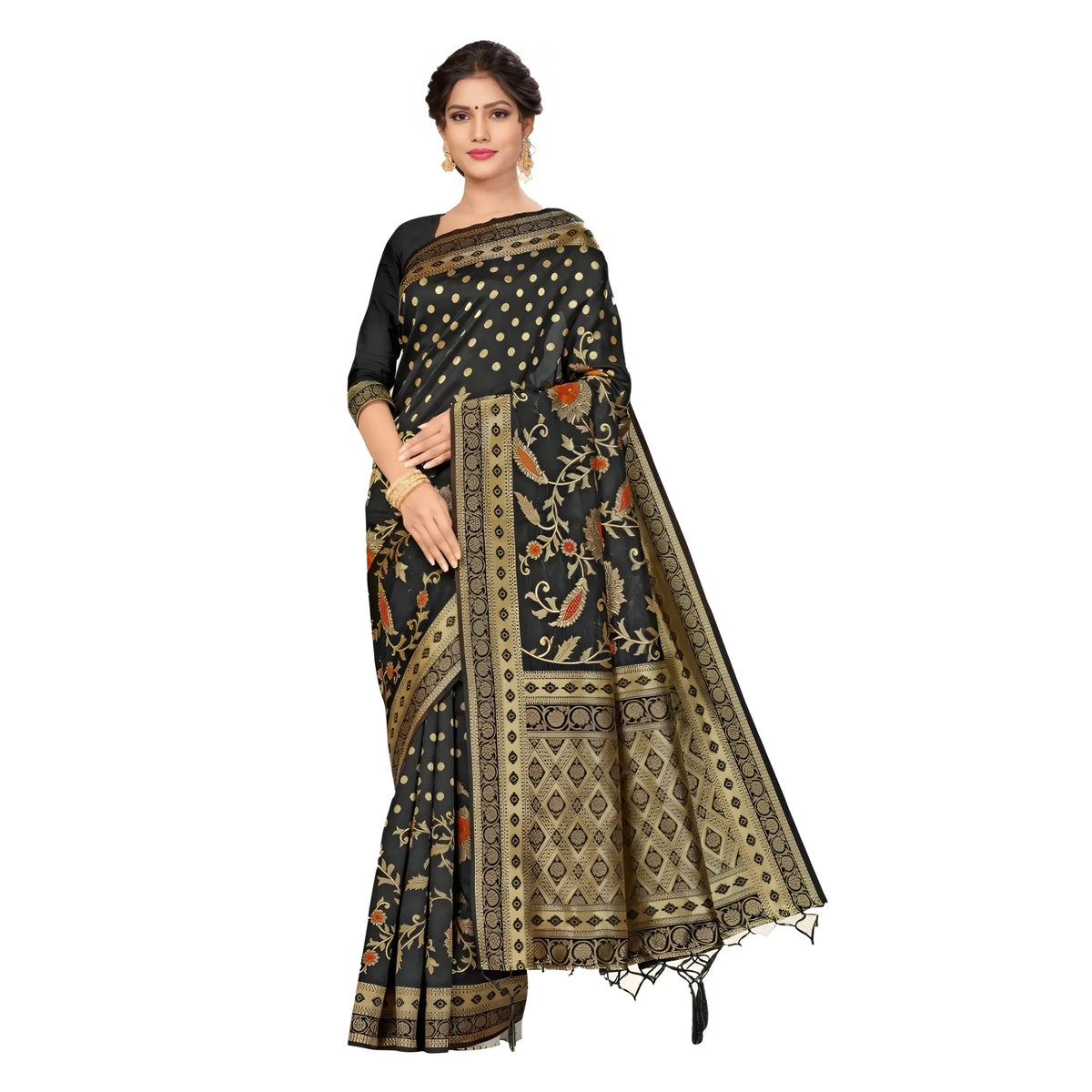 Women's Banarasi Silk Saree (black, 5 6mtrs) | Women Signature Collection