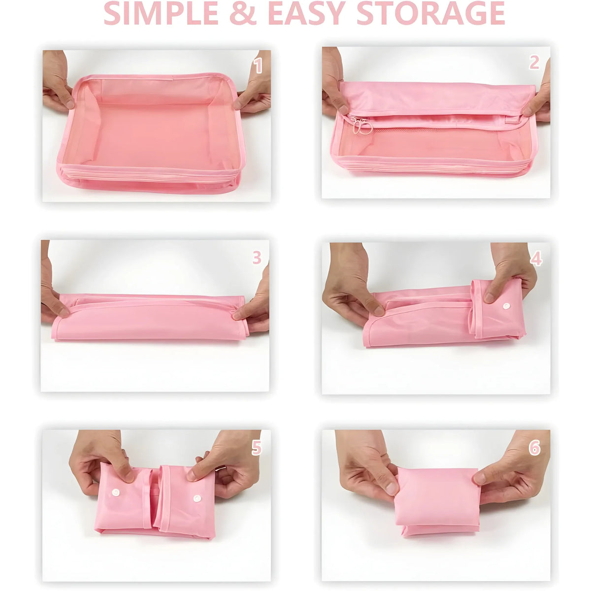 Rose Solid Nylon 7 Pcs Travel Waterproof Storage Bag