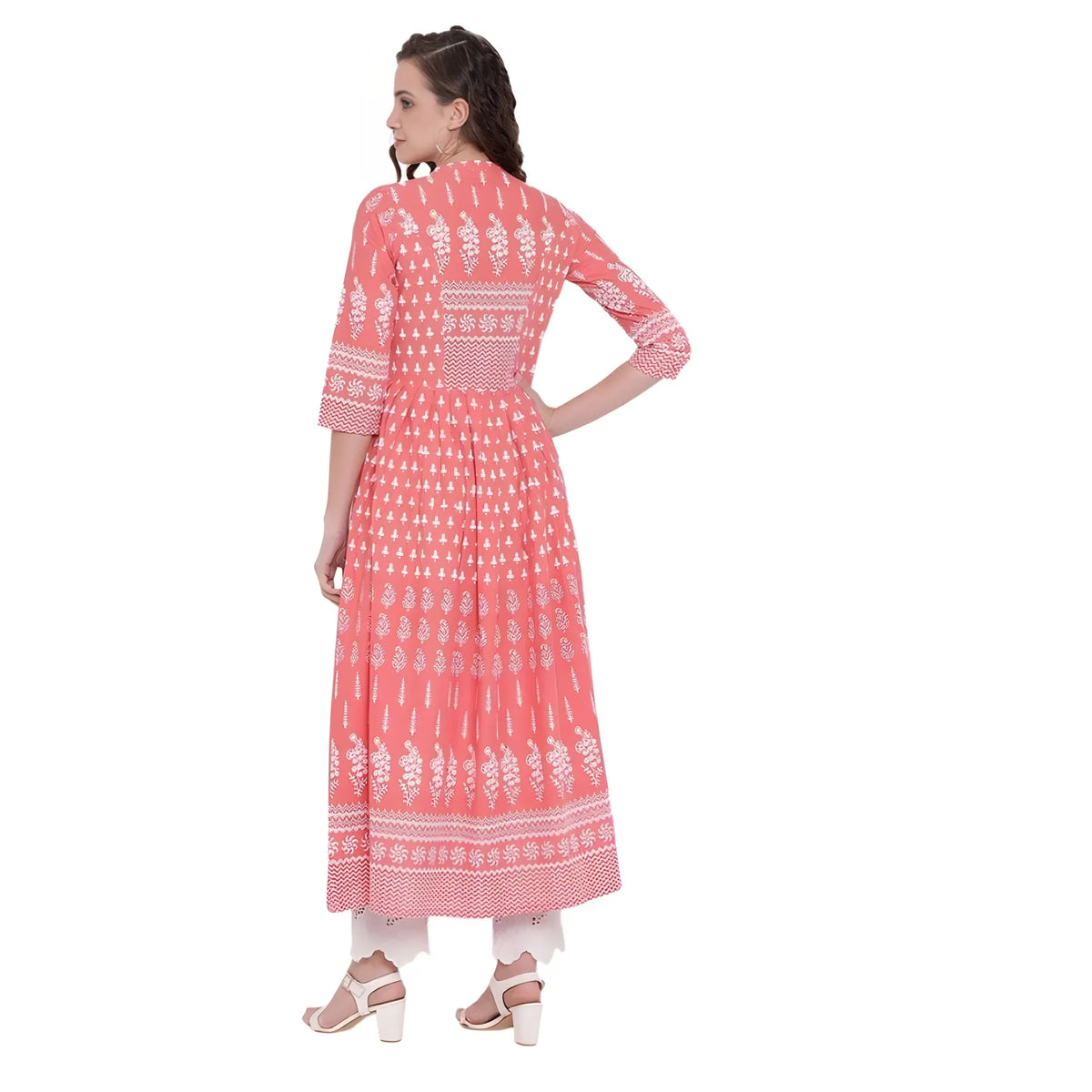 Women's Cotton Printed Regular Kurti (peach, Cotton) | Women Signature Collection