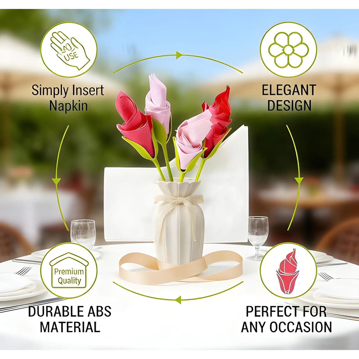 Jade Essential Plastic Flower Napkin Holder