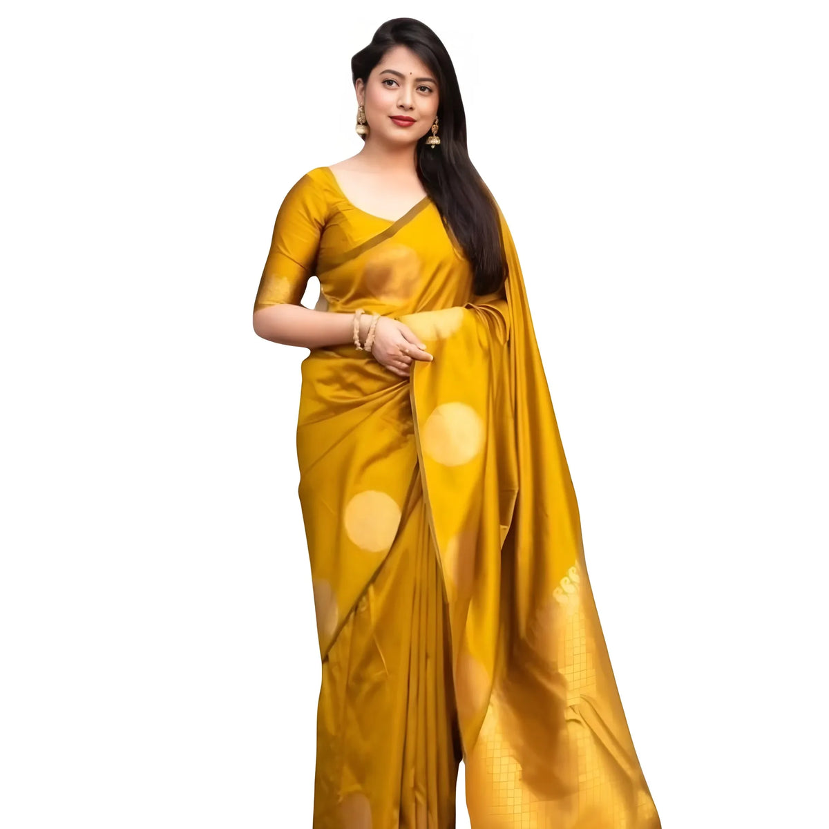Women's Silk Printed Saree With Unstitched Blouse 5.5mtr (yellow) | Women Signature Collection